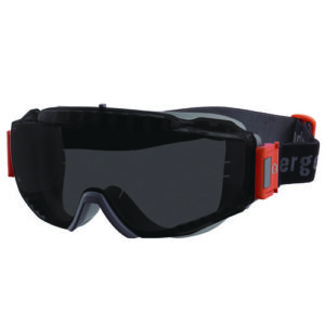 Skullerz MODI OTG Anti-Scratch and Enhanced Anti-Fog Safety Goggles with Elastic Strap, Smoke Lens