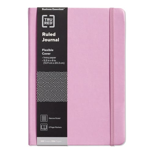 Flexible-Cover Business Journal, Elastic Closure, 1-Subject, Narrow Rule, Mauve Cover, (128) 8 x 5.5 Sheets