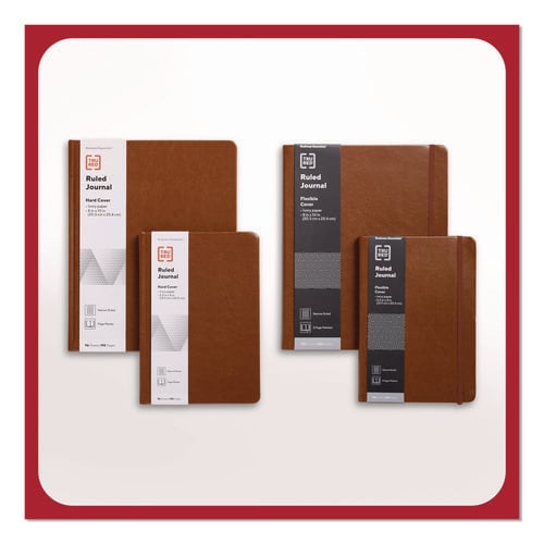 Flexible-Cover Business Journal, Elastic Closure, 1-Subject, Narrow Rule, Mauve Cover, (128) 8 x 5.5 Sheets
