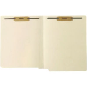 Heavy-Duty Mylar-Reinforced End Tab Fastener Folders, 0.75" Expansion, 2 Fasteners, Letter Size, Manila Exterior, 50/Box