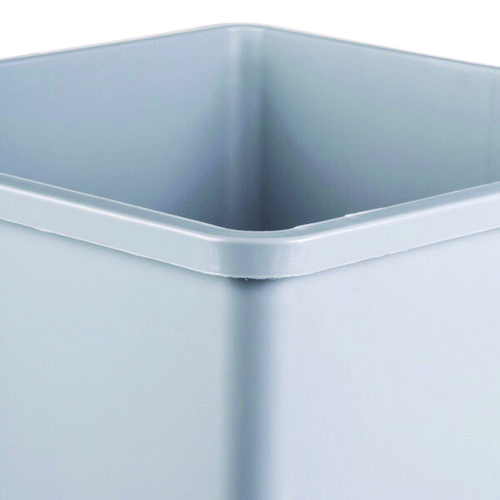Untouchable Square Waste Receptacle, 35 gal, Plastic, Gray