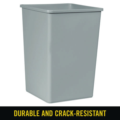 Untouchable Square Waste Receptacle, 35 gal, Plastic, Gray