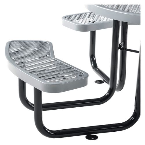 Expanded Steel Picnic Table, Round, 46" Dia x 29.5"h, Gray Top, Gray Base/Legs