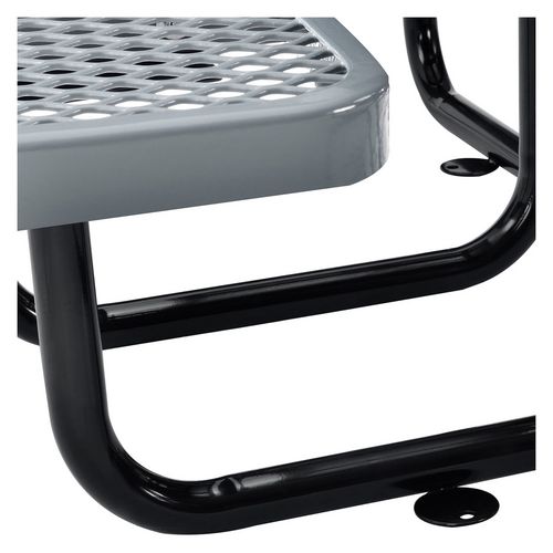 Expanded Steel Picnic Table, Round, 46" Dia x 29.5"h, Gray Top, Gray Base/Legs