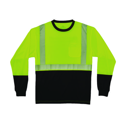 GloWear 8281BK Class 2 Long Sleeve Shirt with Black Bottom, 4X-Large Long, Lime