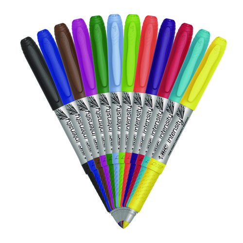 Intensity Fine Tip Permanent Marker, Fine Bullet Tip, Assorted Colors, Dozen