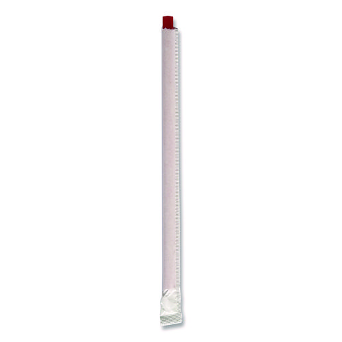 Wrapped Giant Straws, 7.75", Polypropylene, Red, 7,200/Carton