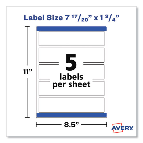 Rectangle Labels, Inkjet/Laser Printers, 7.85 x 1.75, Textured White, 5/Sheet, 10 Sheets/Pack