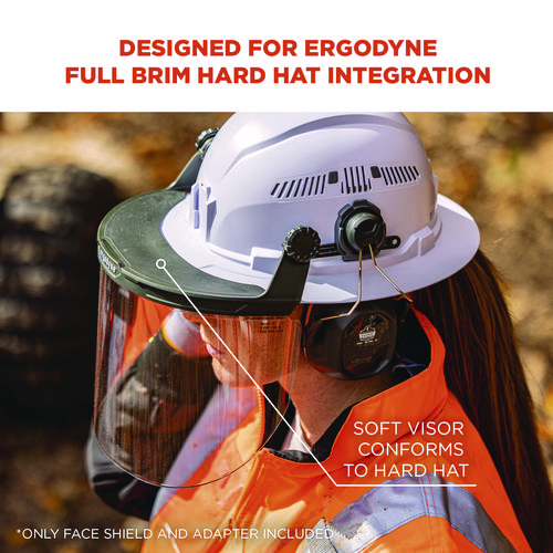 Skullerz 8995 Anti-Scratch and Anti-Fog Hard Hat Face Shield with Adapter for Full Brim, Clear Lens
