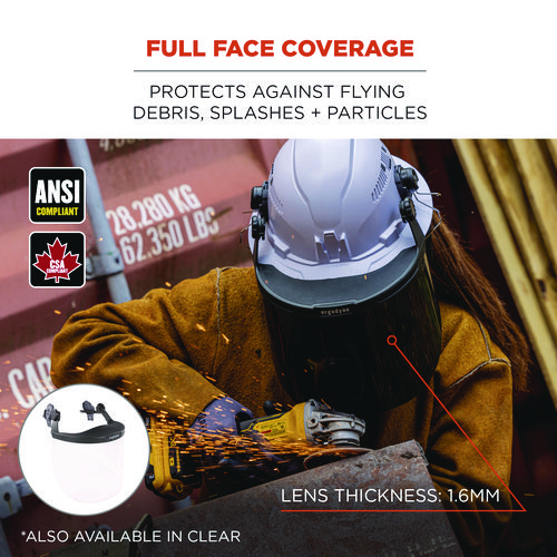 Skullerz 8995 Anti-Scratch and Anti-Fog Hard Hat Face Shield with Adapter for Full Brim, Clear Lens
