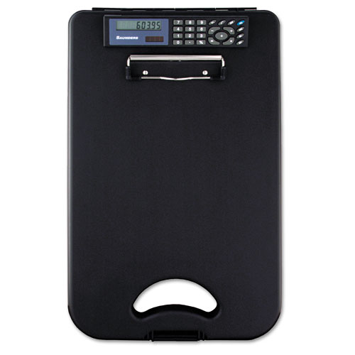DeskMate II with Calculator, 0.5" Clip Capacity, Holds 8.5 x 11 Sheets, Black
