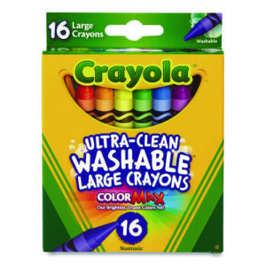 Ultra-Clean Washable Crayons, Large, Assorted, 16/Box
