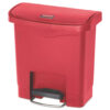 Slim Jim Streamline Resin Step-On Container, Front Step Style, 4 gal, Polyethylene, Red