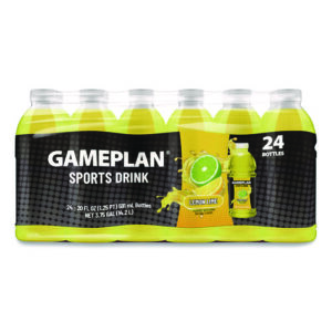 Gameplan Sports Drink, Lemon Lime, 20 oz Bottle, 24/Carton