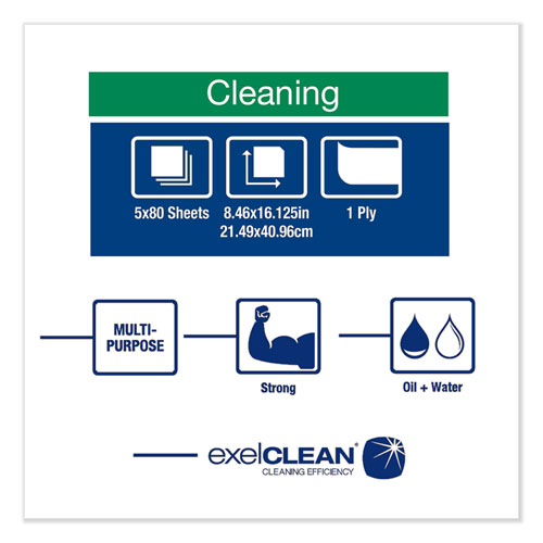 Heavy-Duty Cleaning Cloth, 8.46 x 16.13, White, 80/Box, 5 Boxes/Carton