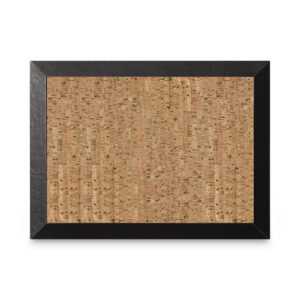 Natural Cork Bulletin Board, 36" x 24", Tan Surface, Black Wood Frame