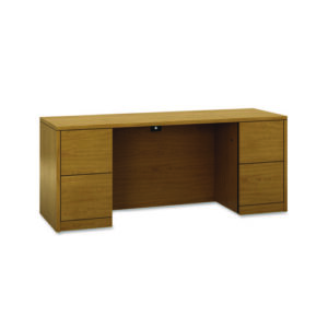10500 Series Kneespace Credenza With Full-Height Pedestals, 72w x 24d x 29.5h, Harvest