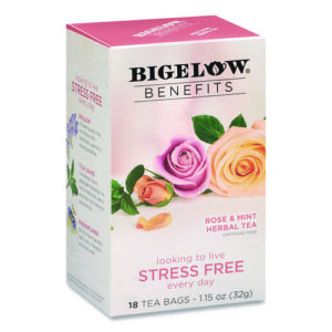 Benefits Rose and Mint Herbal Tea Bags, 0.6 oz Tea Bag, 18/Box