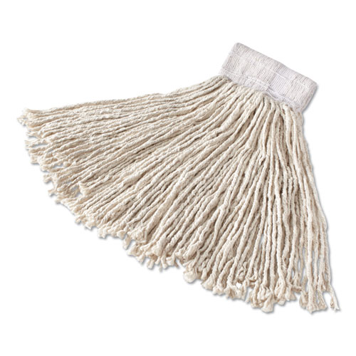 Super Stitch Cotton Looped End Wet Mop Head, Large, 1" White Headband, 6/Carton
