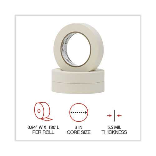 General-Purpose Masking Tape, 3" Core, 24 mm x 54.8 m, Beige, 36/Carton