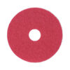 Buffing Floor Pads, 14" Diameter, Red, 5/Carton