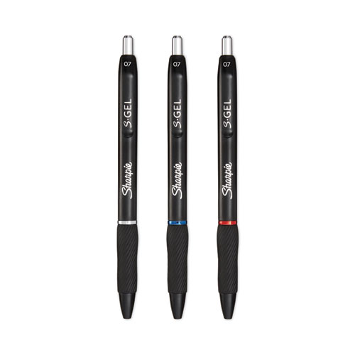 S-Gel High-Performance Gel Pen, Retractable, Medium 0.7 mm, Assorted Ink Colors, Black Barrel, Dozen
