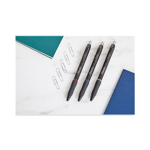 S-Gel High-Performance Gel Pen, Retractable, Medium 0.7 mm, Assorted Ink Colors, Black Barrel, Dozen