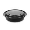 EarthChoice MealMaster Container with Lid, 32 oz, 8" Diameter x 2.12" h, Black/Clear, Plastic, 250/Carton