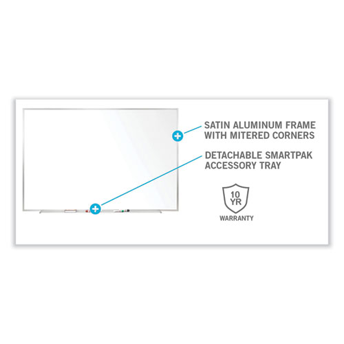 Non-Magnetic Whiteboard with Aluminum Frame, 48.63" x 48.47", White Surface, Satin Aluminum Frame
