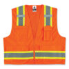 GloWear 8248Z Class 2 Two-Tone Surveyors Zipper Vest, Polyester, Small/Medium, Orange
