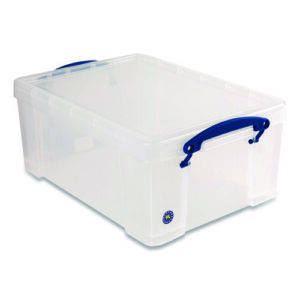 Snap-Lid Storage Bin, 2.37 gal, 10.25" x 14.5" x 6.25", Clear/Blue, 4/Pack