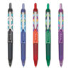 Precise V5RT Deco Peacock Pattern Rollerball Pen, Retractable, Extra-Fine 0.5 mm, Assorted Ink and Barrel Colors, 5/Pack