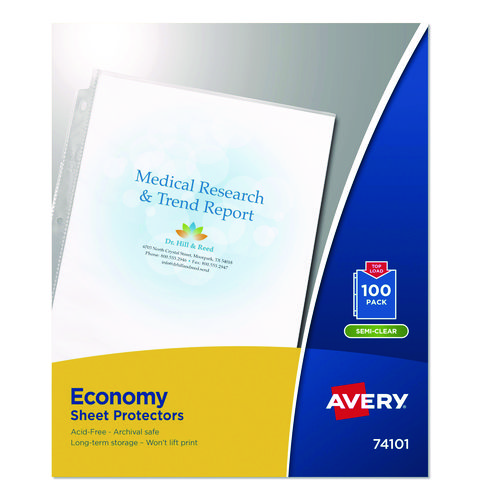 Economy Weight Sheet Protector, Light-Duty, Side: 3-Hole Punched, Top Load 8.5 x 11 Insert, Semi-Clear Front, 100/Box