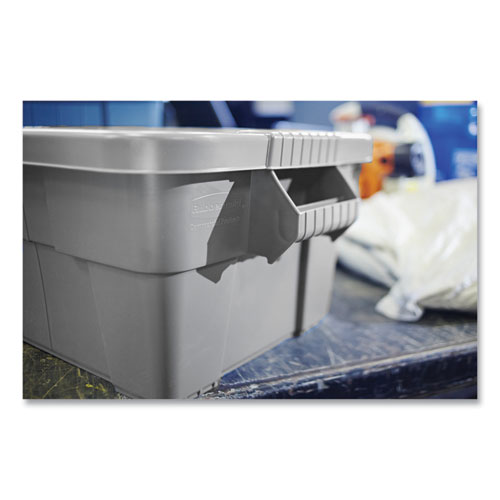 BRUTE Tote with Lid, 14 gal, 27.5" x 16.75" x 10.75", Gray