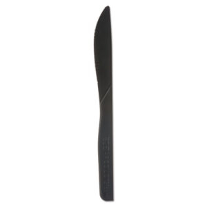 100% Recycled Content Cutlery, Knife, Plastic, Black, 50/Pack, 20 Packs/Carton
