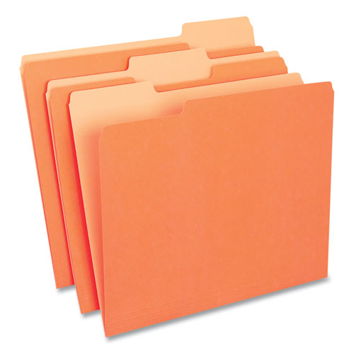 Deluxe Colored Top Tab File Folders, 1/3-Cut Tabs: Assorted, Letter Size, Orange/Light Orange, 100/Box