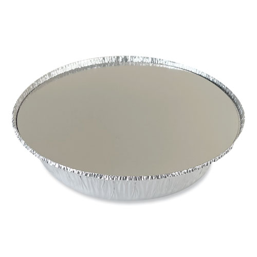 Round Aluminum To-Go Container Lids, Flat Lid, 9" Diameter, Silver, Paper, 500/Carton