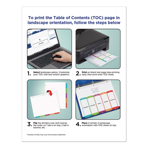 Customizable TOC Ready Index Multicolor Tab Dividers, 31-Tab, 1 to 31, 11 x 8.5, White, Contemporary Color Tabs, 1 Set