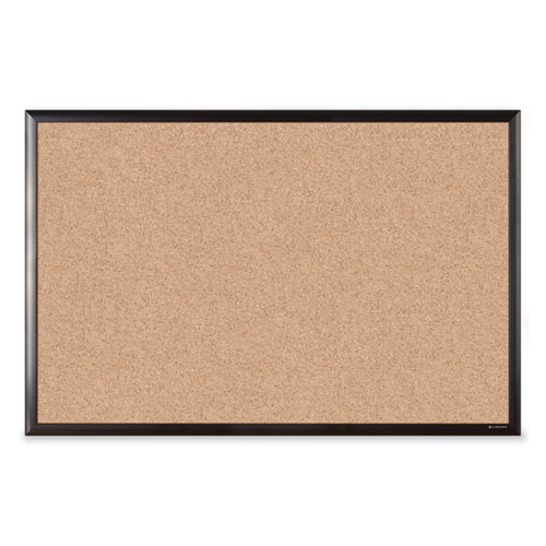 Cork Bulletin Board with Aluminum Frame, 36" x 24" (Actual Size: 35" x 23"), Tan Surface, Black Aluminum Frame
