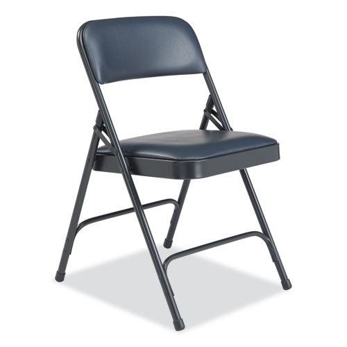 1200 Series Vinyl Dual-Hinge Folding Chair, Supports Up to 500 lb, 17.75" Seat Height, Dark Midnight Blue, 4/Carton - Image 2