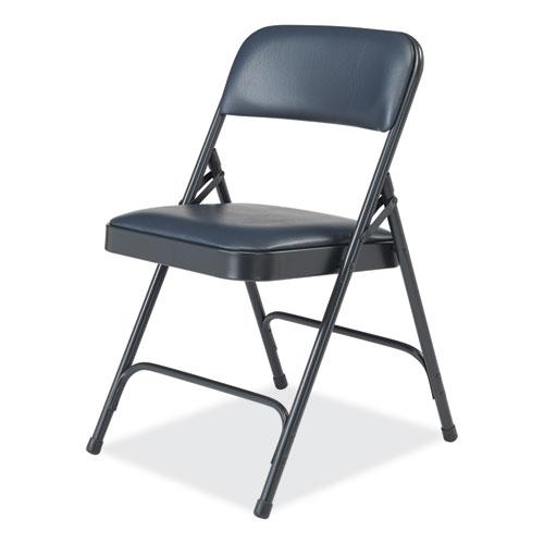 1200 Series Vinyl Dual-Hinge Folding Chair, Supports Up to 500 lb, 17.75" Seat Height, Dark Midnight Blue, 4/Carton - Image 3