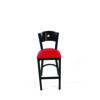 Liberty Series Barstool, Supports Up to 300 lb, 28.5" Seat Height, Red Seat, Dark Mahogany Back, Black Base