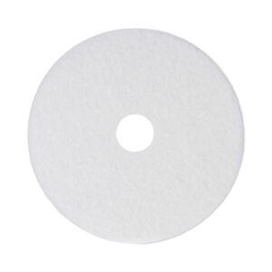 Polishing Floor Pads, 14" Diameter, White, 5/Carton