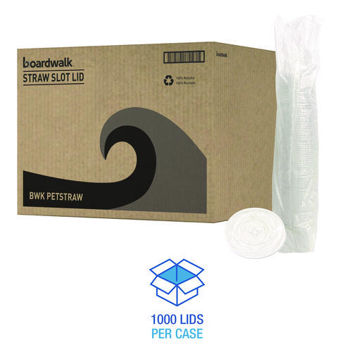Crystal-Clear Cold Cup Straw-Slot Lids, Fits 9 oz Squat/12 oz Cold Cups, Plastic, Clear, 1,000/Carton