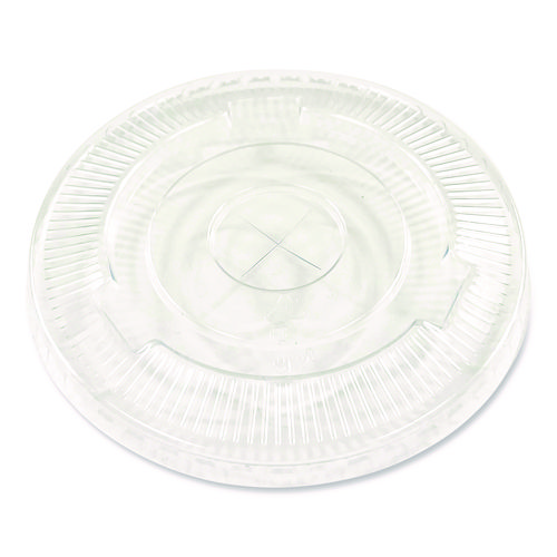 Crystal-Clear Cold Cup Straw-Slot Lids, Fits 9 oz Squat/12 oz Cold Cups, Plastic, Clear, 1,000/Carton