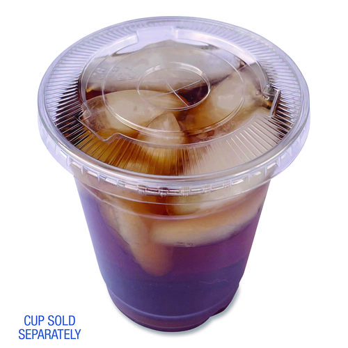 Crystal-Clear Cold Cup Straw-Slot Lids, Fits 9 oz Squat/12 oz Cold Cups, Plastic, Clear, 1,000/Carton
