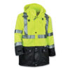 GloWear 8365BK Class 3 Hi-Vis Rain Jacket Black Bottom, X-Large, Lime