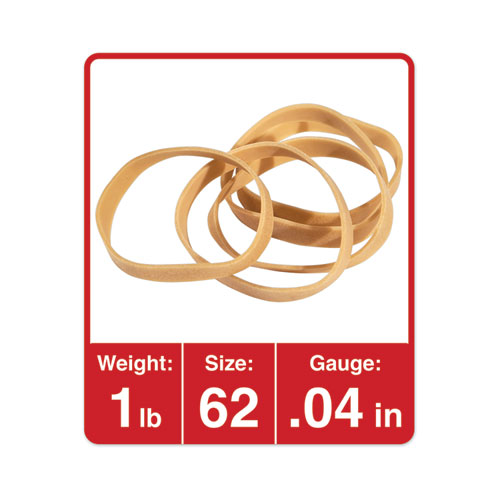Rubber Bands, Size 62, 0.04" Gauge, Beige, 1 lb Box, 490/Pack
