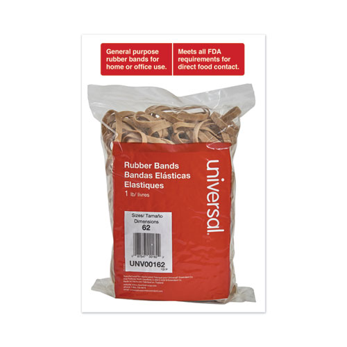 Rubber Bands, Size 62, 0.04" Gauge, Beige, 1 lb Box, 490/Pack