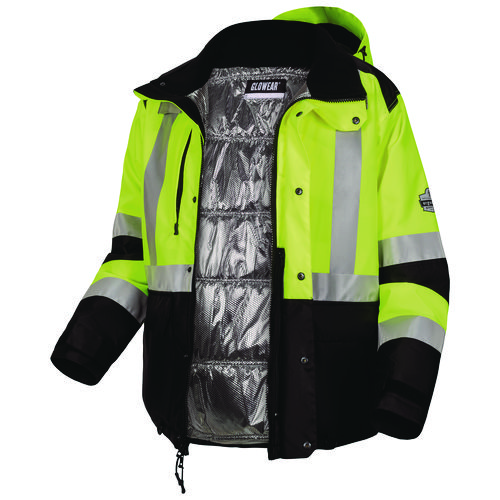 GloWear Class 3 Hi-Vis Winter Jacket with AmpliFIRE Heat Reflective Lining, Small, Lime